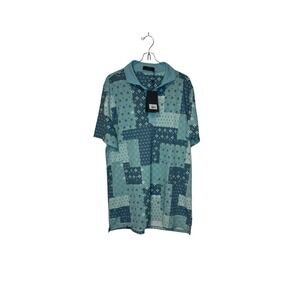 G/Fore Men's Shirt Boro Patch Tech Pique‎ Golf Polo Short Sleeve Blue Large NWT